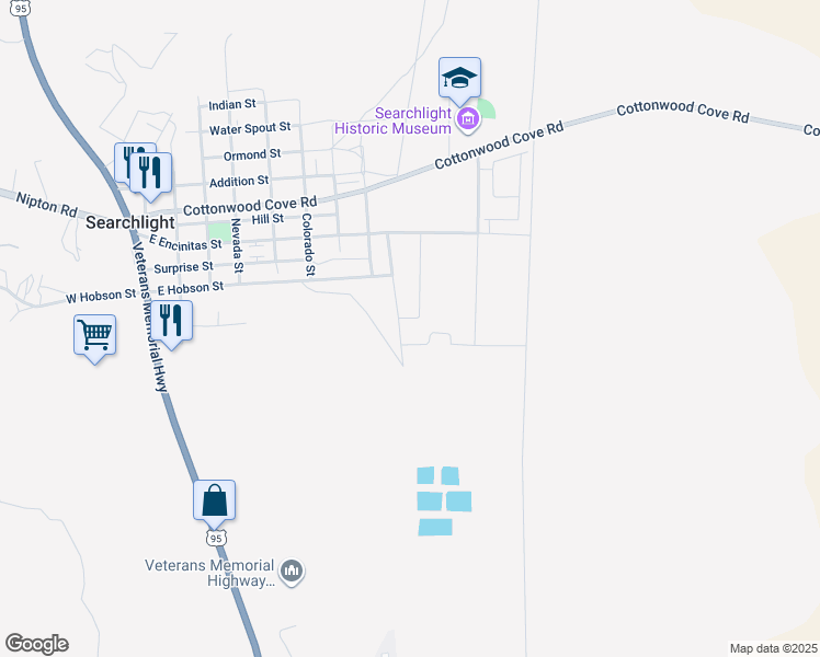 map of restaurants, bars, coffee shops, grocery stores, and more near 3 East Encinitas Street in Searchlight