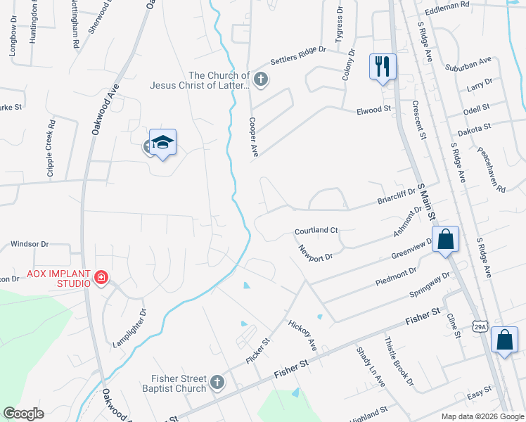 map of restaurants, bars, coffee shops, grocery stores, and more near 325 Briarcliff Drive in Kannapolis