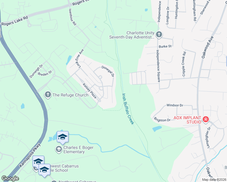 map of restaurants, bars, coffee shops, grocery stores, and more near 2854 Donegal Drive in Kannapolis