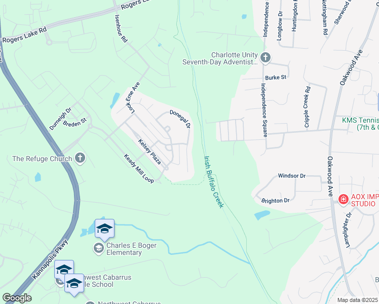 map of restaurants, bars, coffee shops, grocery stores, and more near 2854 Donegal Drive in Kannapolis