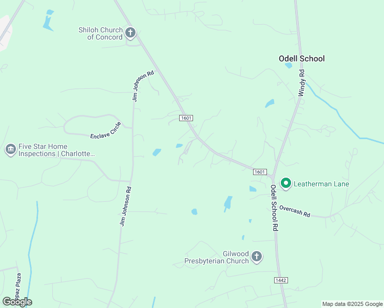 map of restaurants, bars, coffee shops, grocery stores, and more near 3599 Odell School Road in Concord