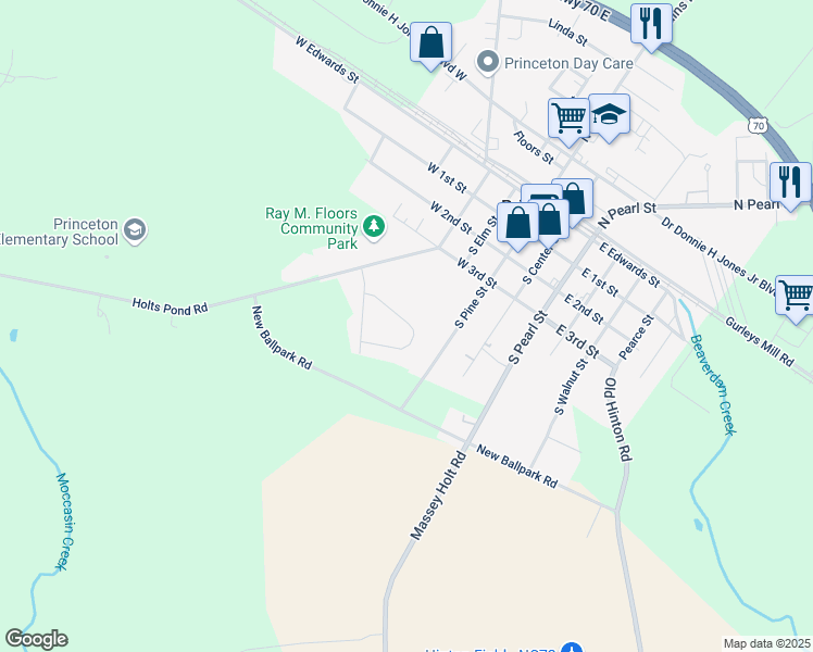 map of restaurants, bars, coffee shops, grocery stores, and more near 80 Oakley Drive in Princeton