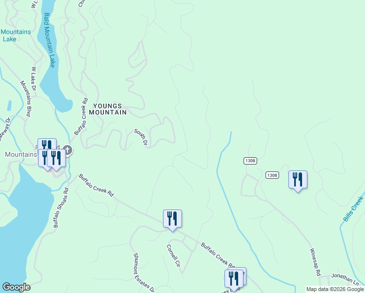 map of restaurants, bars, coffee shops, grocery stores, and more near 145 Wambli Pass in Lake Lure