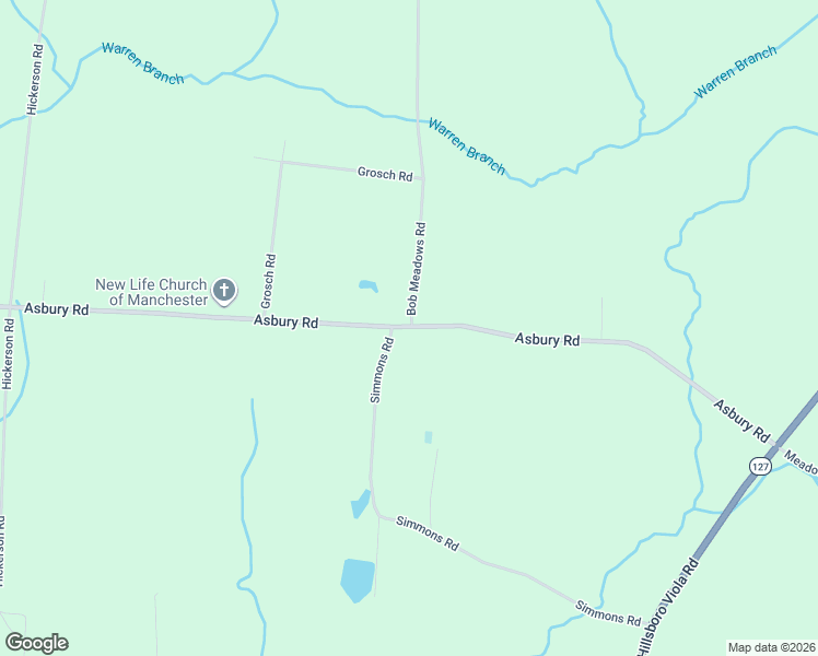 map of restaurants, bars, coffee shops, grocery stores, and more near 5580 Asbury Road in Manchester
