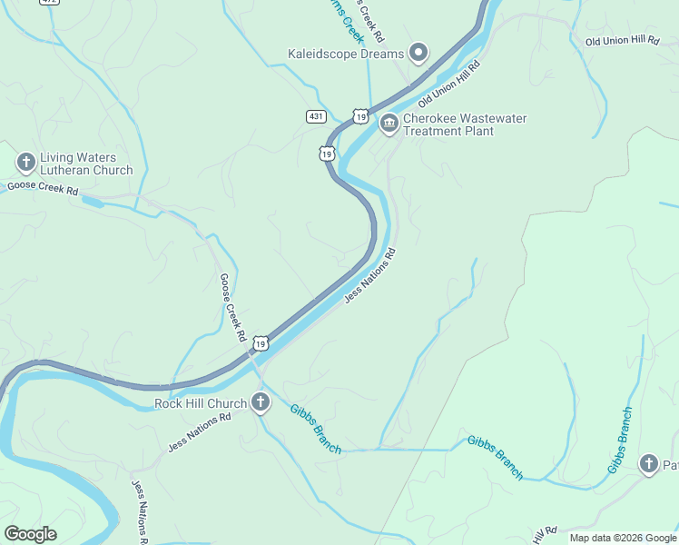map of restaurants, bars, coffee shops, grocery stores, and more near 1748 Bird Town Road in Cherokee