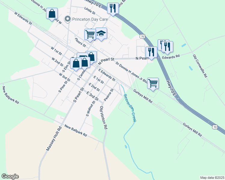 map of restaurants, bars, coffee shops, grocery stores, and more near 201 Pearce Street in Princeton