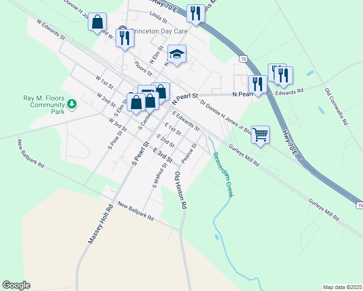 map of restaurants, bars, coffee shops, grocery stores, and more near 308 East 1st Street in Princeton