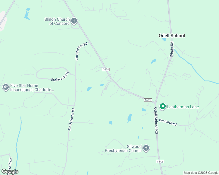 map of restaurants, bars, coffee shops, grocery stores, and more near 3599 Odell School Road in Concord