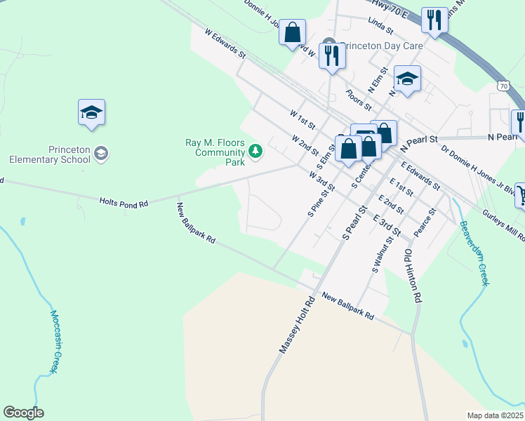 map of restaurants, bars, coffee shops, grocery stores, and more near 34 Oakley Drive in Princeton