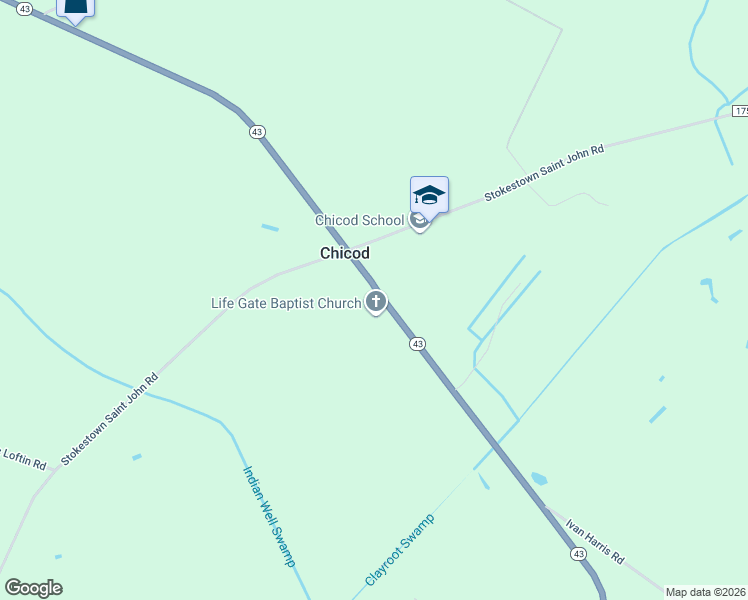 map of restaurants, bars, coffee shops, grocery stores, and more near 7540-7562 Highway 43 in Greenville