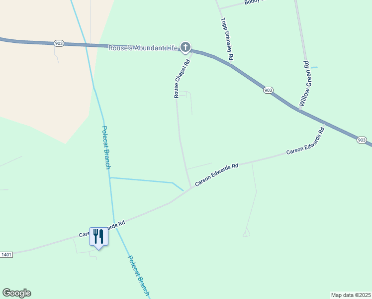map of restaurants, bars, coffee shops, grocery stores, and more near 499 Rouse Chapel Road in Ayden