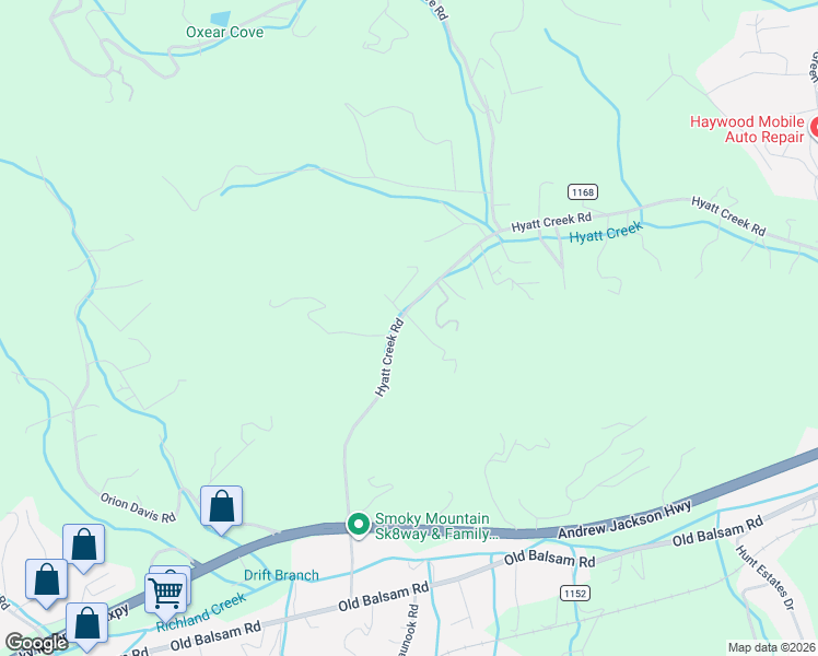 map of restaurants, bars, coffee shops, grocery stores, and more near 35 Ottinger Heights in Waynesville