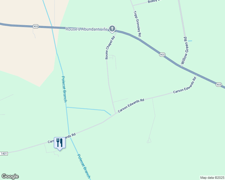 map of restaurants, bars, coffee shops, grocery stores, and more near 499 Rouse Chapel Road in Ayden