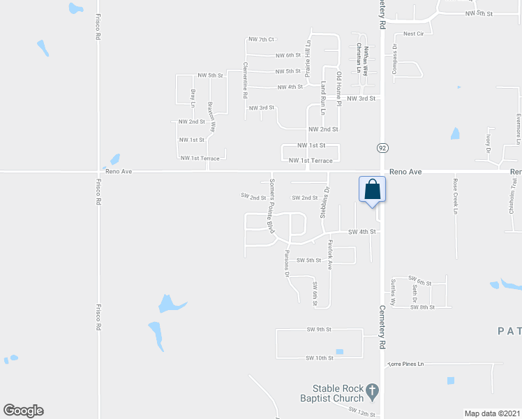 map of restaurants, bars, coffee shops, grocery stores, and more near 13309 Southwest 3rd Street in Yukon