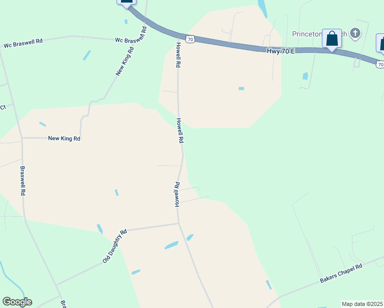 map of restaurants, bars, coffee shops, grocery stores, and more near 445 Howell Road in Princeton