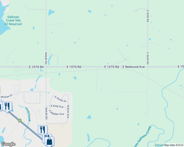 map of restaurants, bars, coffee shops, grocery stores, and more near East Redwood Avenue in Sallisaw