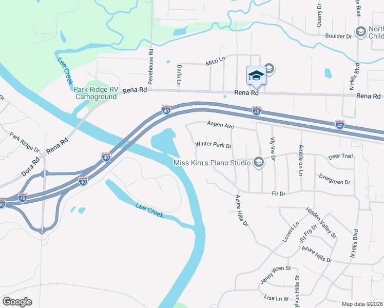 map of restaurants, bars, coffee shops, grocery stores, and more near 1709 River Ridge Road in Van Buren