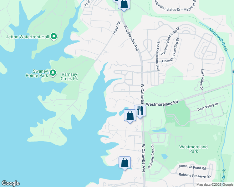map of restaurants, bars, coffee shops, grocery stores, and more near in Cornelius