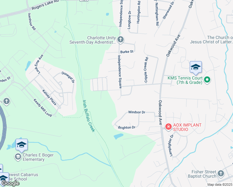 map of restaurants, bars, coffee shops, grocery stores, and more near 2002 Independence Square in Kannapolis