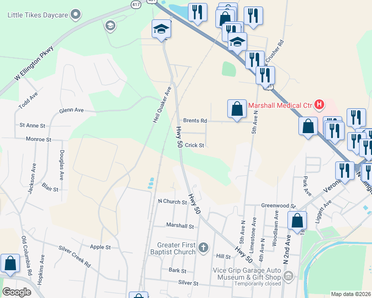 map of restaurants, bars, coffee shops, grocery stores, and more near 748 Franklin Avenue in Lewisburg