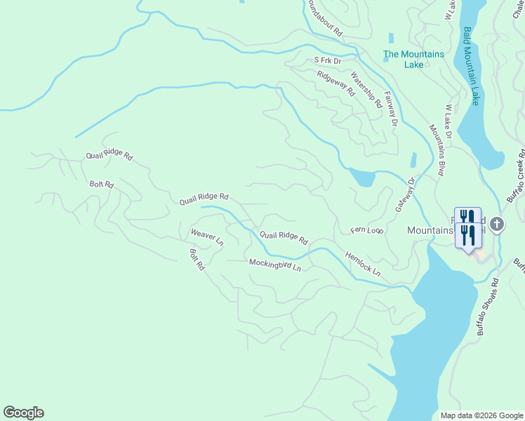 map of restaurants, bars, coffee shops, grocery stores, and more near 121 Sullivan Lane in Lake Lure