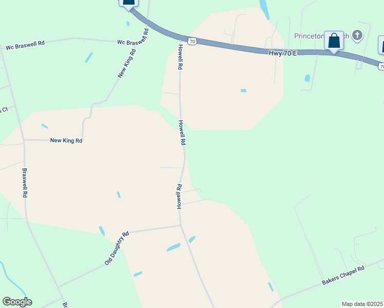 map of restaurants, bars, coffee shops, grocery stores, and more near 445 Howell Road in Princeton