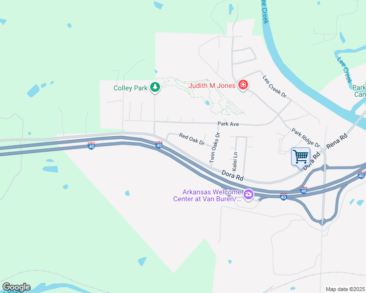map of restaurants, bars, coffee shops, grocery stores, and more near 2605 Red Oak Drive in Van Buren