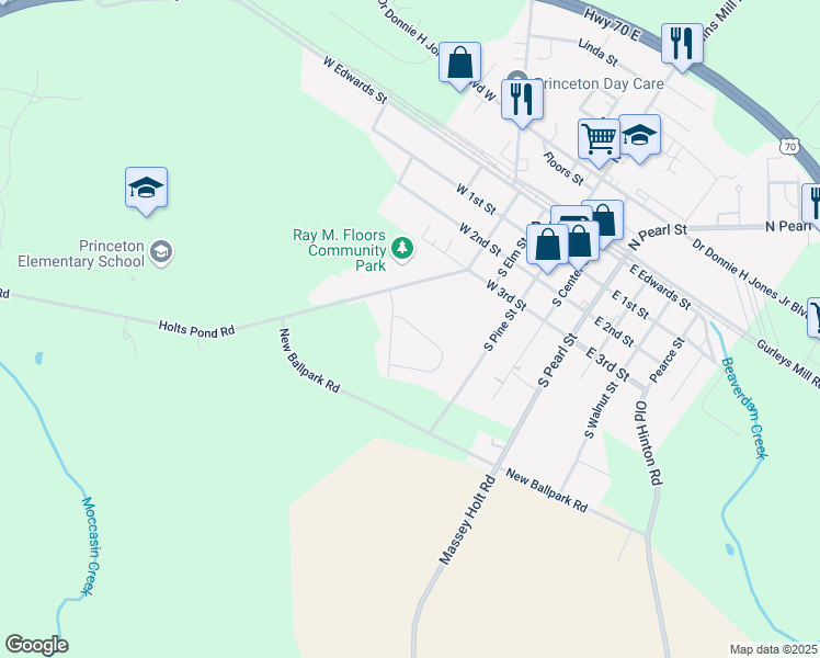 map of restaurants, bars, coffee shops, grocery stores, and more near 34 Oakley Drive in Princeton