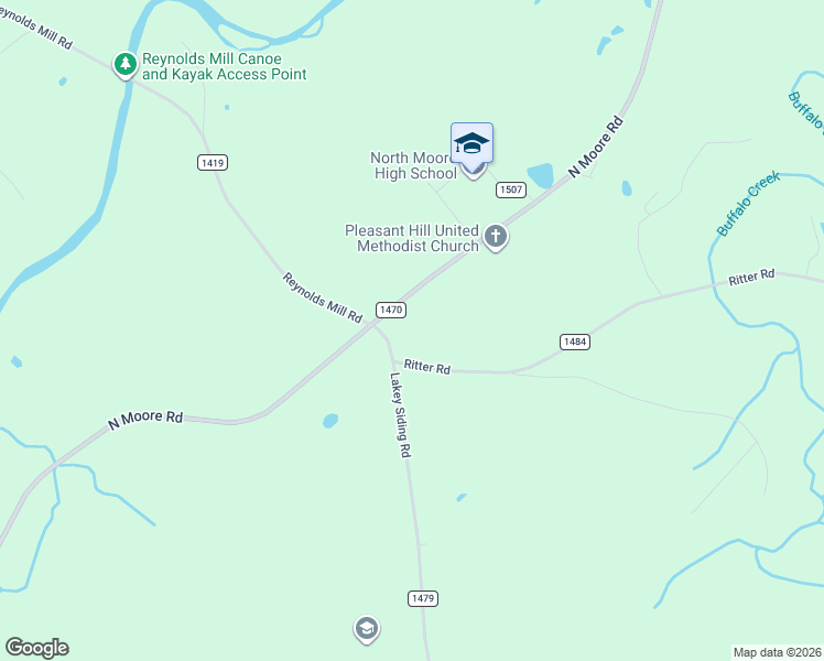 map of restaurants, bars, coffee shops, grocery stores, and more near 115 Lakey Siding Road in Robbins