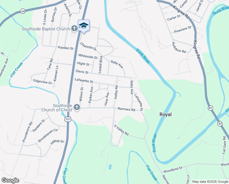 map of restaurants, bars, coffee shops, grocery stores, and more near 1604 Valley Road in Shelbyville