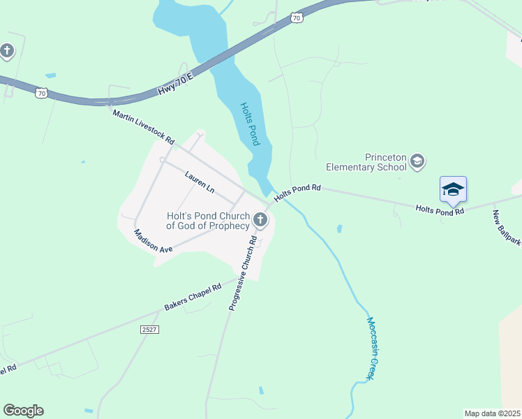 map of restaurants, bars, coffee shops, grocery stores, and more near 1208 Progressive Church Road in Princeton