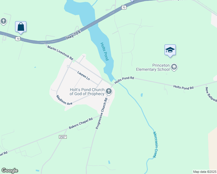 map of restaurants, bars, coffee shops, grocery stores, and more near 1208 Progressive Church Road in Princeton