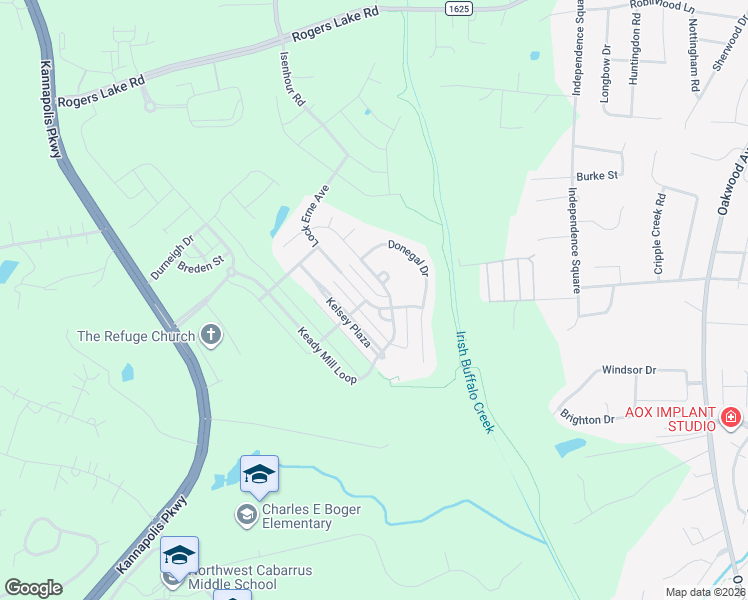 map of restaurants, bars, coffee shops, grocery stores, and more near 3198 Lock Erne Avenue in Kannapolis
