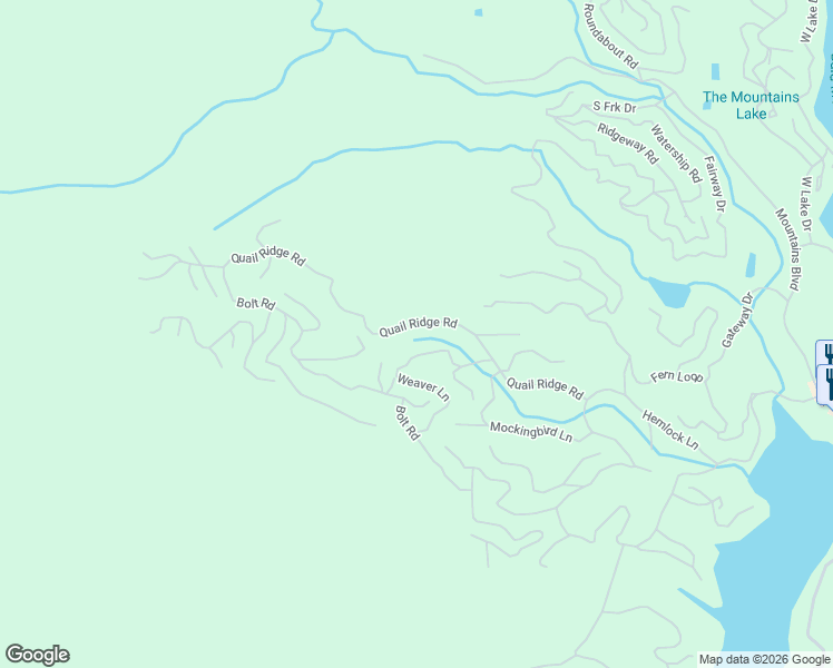 map of restaurants, bars, coffee shops, grocery stores, and more near 331 Quail Ridge Road in Lake Lure