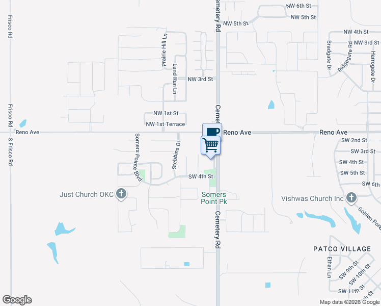 map of restaurants, bars, coffee shops, grocery stores, and more near 304 Durkee Road in Yukon