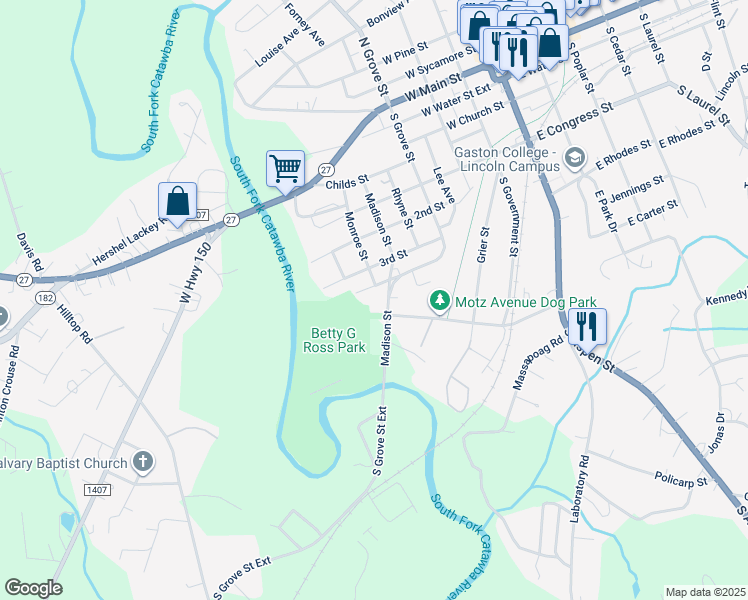 map of restaurants, bars, coffee shops, grocery stores, and more near Madison Lane in Denver