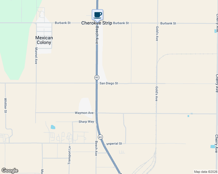 map of restaurants, bars, coffee shops, grocery stores, and more near 2 Beech Avenue in Shafter