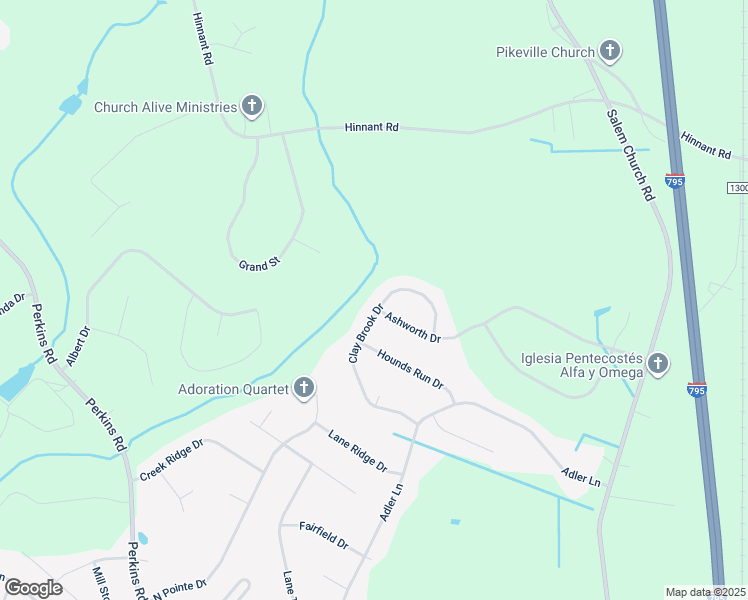 map of restaurants, bars, coffee shops, grocery stores, and more near 300 Clay Brook Drive in Goldsboro