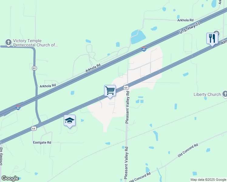 map of restaurants, bars, coffee shops, grocery stores, and more near 5917 Alma Highway in Van Buren