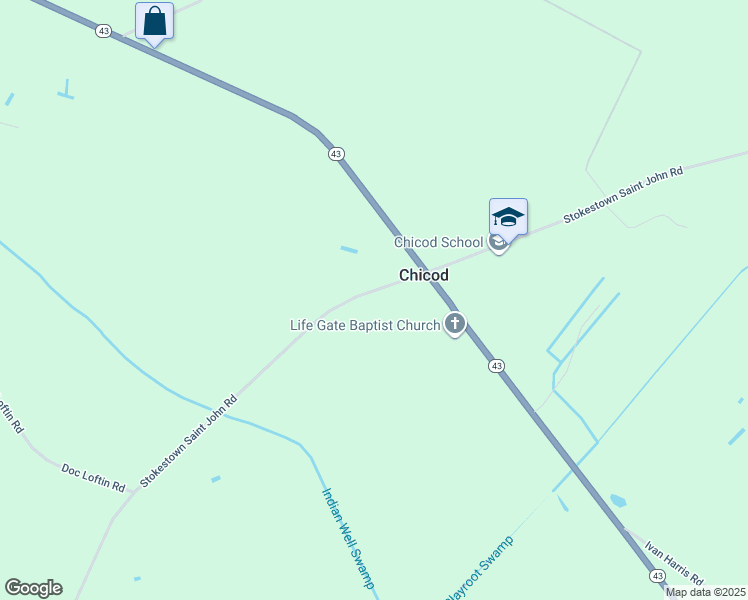 map of restaurants, bars, coffee shops, grocery stores, and more near 3971 Stokestown Saint John Road in Greenville