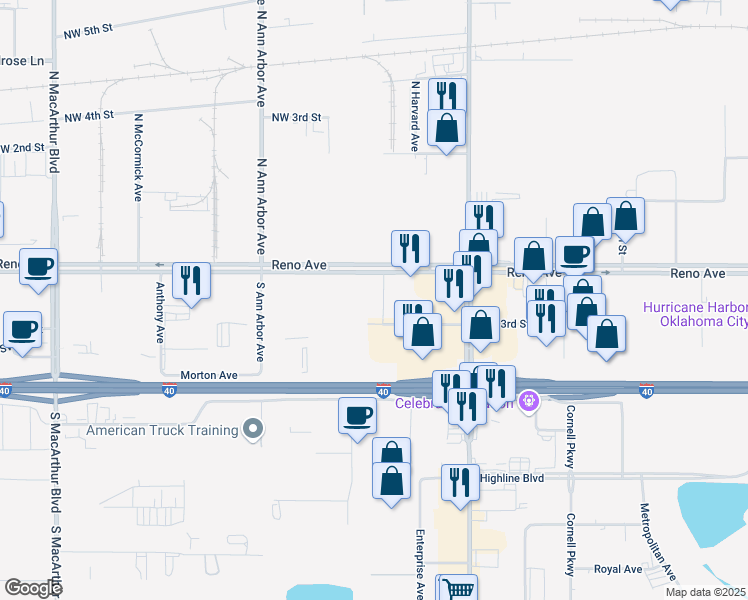 map of restaurants, bars, coffee shops, grocery stores, and more near 4820 Harvard Avenue in Oklahoma City