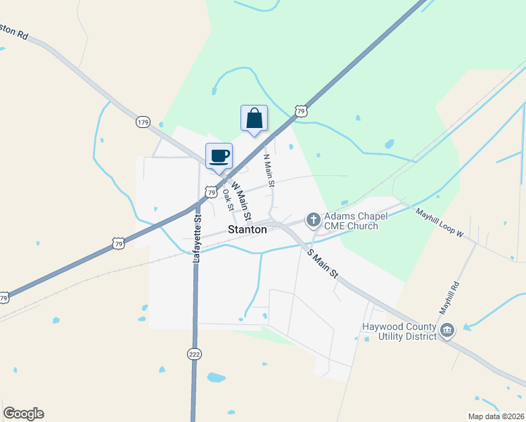 map of restaurants, bars, coffee shops, grocery stores, and more near in Stanton