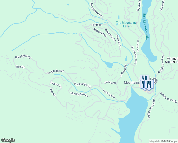 map of restaurants, bars, coffee shops, grocery stores, and more near 171 Huntington Rd in Lake Lure