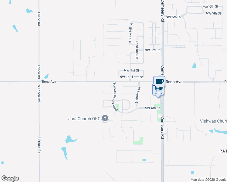 map of restaurants, bars, coffee shops, grocery stores, and more near 228 Somers Pointe Boulevard in Yukon