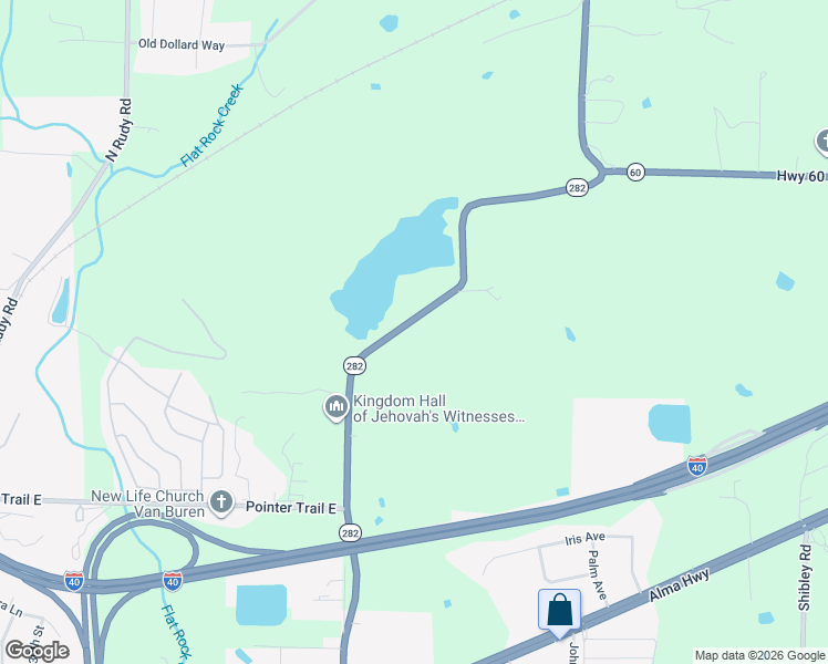 map of restaurants, bars, coffee shops, grocery stores, and more near 1870 State Highway 282 in Van Buren