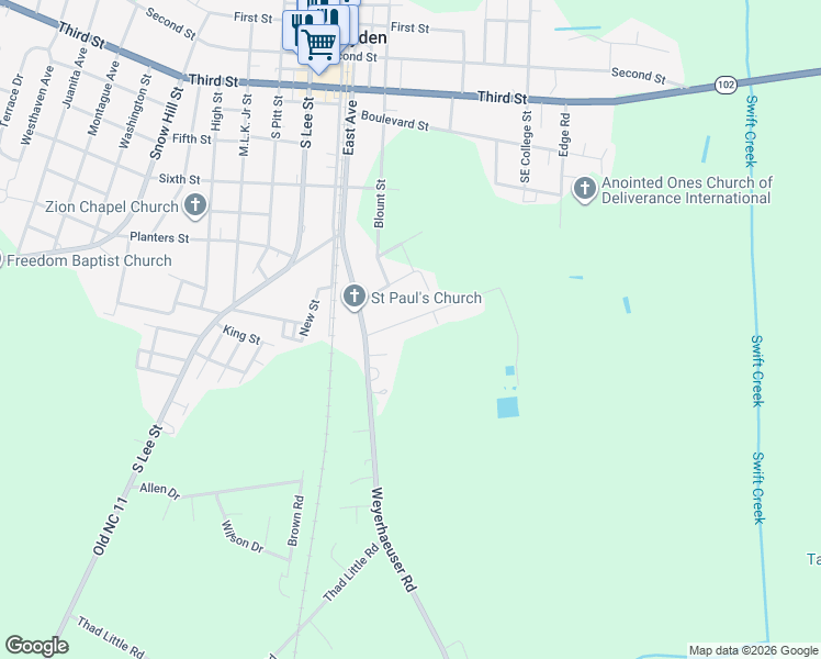 map of restaurants, bars, coffee shops, grocery stores, and more near 4507 S Edge Rd in Ayden