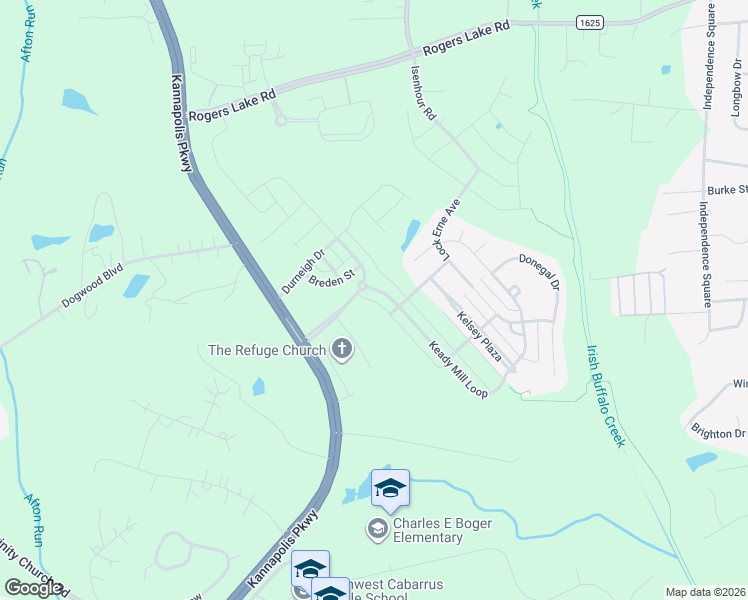 map of restaurants, bars, coffee shops, grocery stores, and more near 3389 Keady Mill Loop in Kannapolis