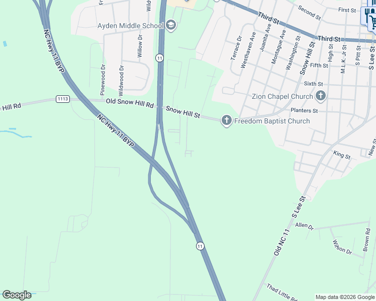 map of restaurants, bars, coffee shops, grocery stores, and more near 4460 Magellan Court in Ayden