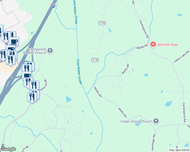 map of restaurants, bars, coffee shops, grocery stores, and more near 3660 Jordan Road in Kannapolis