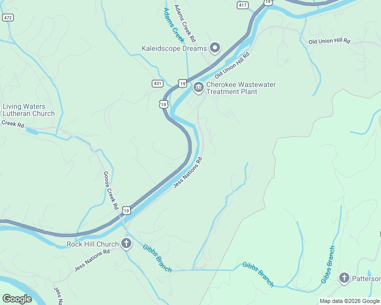 map of restaurants, bars, coffee shops, grocery stores, and more near 1709 Bird Town Road in Cherokee